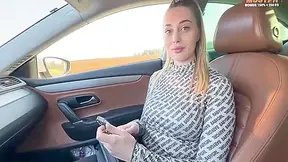 Hot Whore Hitchhikes In Tight Leggings, Shows Tits And Booty And Pays For The Ride With Sex