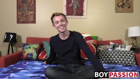 Tiny twink talking before pleasing his butt hole and jerking