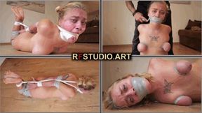 Sunmari - Tight Tape Bondage with Breast Wrapping + Extreme Tape Gagged Hogtie (FULL HD MP4)