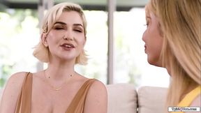 Trans Gracie Jane and her busty gf Skye Blue decide to fuck