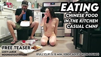Eating Chinese Food in the Kitchen Casual CMNF