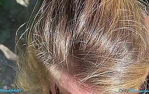 Goodegirl75, beautiful blue eyed girlfriend takes massive public facial then goes on a cum walk,