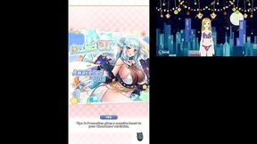 Big-titted anime girl shows off her boobs and squirts milk in a public locker room