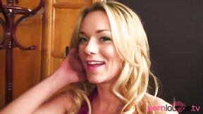 ”Big Titted blonde takes cocks in her mouth”