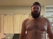 Daddy gets home and strips and swings his big cock
