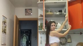 Cleaning in white tiny thong and posing in panties Josephine Stalin