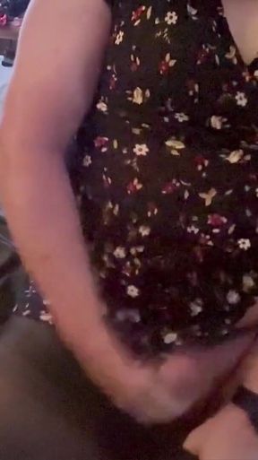 Trans Girl in a Short Dress and Pantyhose Masturbating