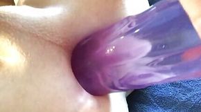 Chastity Femboy Playing Close-up with Thicc Dildo