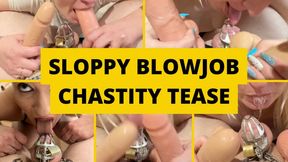 Sloppy Blowjob Chastity Tease