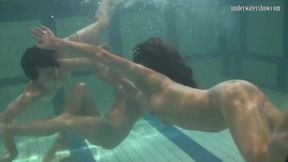 Ivetta and Katka and Barbara hot underwater lesbians