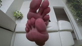I will jerk you off and you will cum on my feet aa