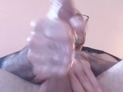Semi hard dick just dripping loads of cum
