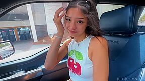 Teen 18+ Car Sex Expert Layla Jenner Puts It In Overdrive And Gets A Huge Facial