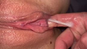 POV: He Licked out his own Cum Squirting out from my Sweet Pussy - Eating his own Creampie Dessert