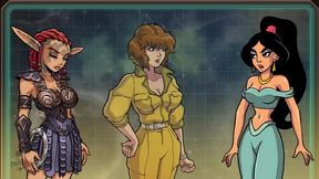 Redhead Princess Jasmine Takes Monster Girls' Dick In Harem Anime Adventure