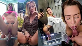 French hot MILF gets banged in public with facial and creampie