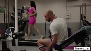 Perv bald barebacks shemale gym buddy