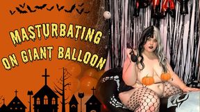BBW slut bounces and cums on this printed doll balloon