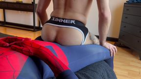 Black Spider Man's Massive Creampie: Masked Rails Me Raw