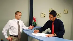 Quick round of hard office anal with Brandon Cole and Steven Waye