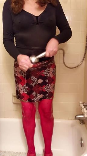 Powerful moment from &quot;Cd, outdoors pantyhose puddle play and shower off dressed up after.&quot;