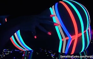 Blacklight masturbation with super hot Samantha Saint
