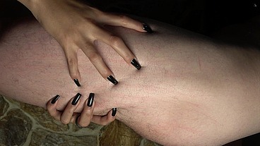 Scratching and puncturing his big hairy butt with my long and natural fingernails