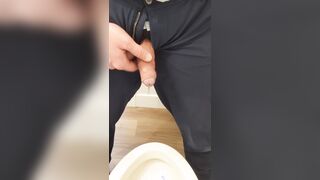 Dads uncircumcised pee at the home office