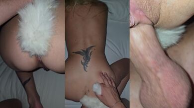Foxtail buttplug in my ass and close up of my pussy getting stuffed by a big cock