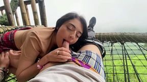 Outdoor public sex POV with cumshots