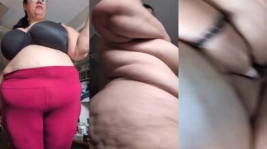BBW Milf strips raw big booty gets soaked thick