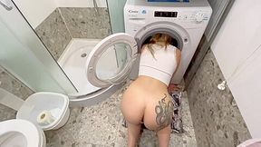 My Sexy Stepsister Is Stuck In The Washing Machine In Her Underwear And Is Asking For Help