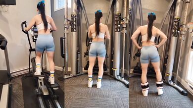 POV Gym Girl’s Bubble Butt in Leggings Gets Watched Hard
