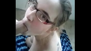 sexy girl in glasses blowjob