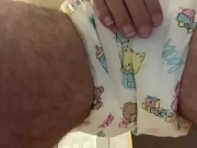 Diaper boy pees in a cute abdl diaper