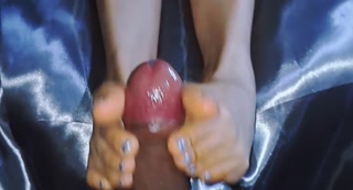 Footjob after party, silver Nails