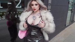 Stunning curvy inked Blonde in latex dress got fucked hard after sensual date