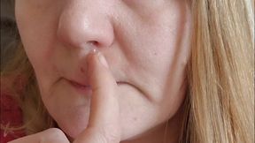 Stephanie picks her nose on the couch picking eating boogers blowing hard nostrils