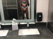 Risky Ladies Room Jerk and Cum (TS PublicPrincess)