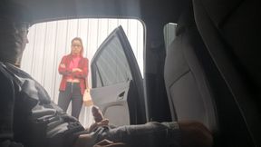 Dirty auto BJ on campus, wild public freakout!
