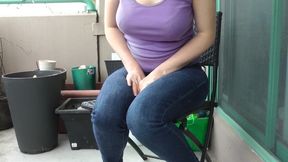 Holding My Pee While Neighbours Are Nearby & Wetting My Tight Skinny Jeans