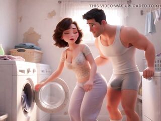 Stepmom's Forbidden Laundry Secret During the time that on the Phone (AI generated)