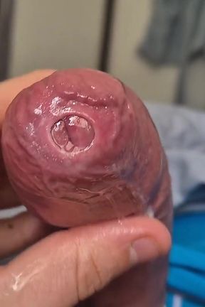 Phimosis Cock Precum Drip Close-up