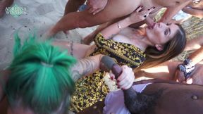 Public beach bukkake
