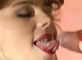 Cute hot pale skin redhead classic milf slurps cum after sex