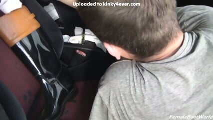 Foot Slave Licks Her Boots Clean