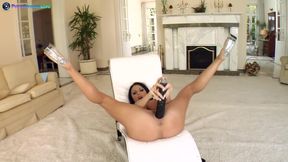 Huge titted Sonia nailing the biggest dildo into her hungry cunt