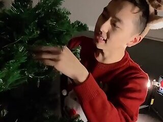 Setting up my Xmas tree into jerking off