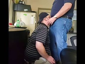 Fat Daddy Trucker Uses Chubby Boy's Mouth as a Dumping Ground
