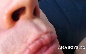 Swallowing a hot load of gooey cum